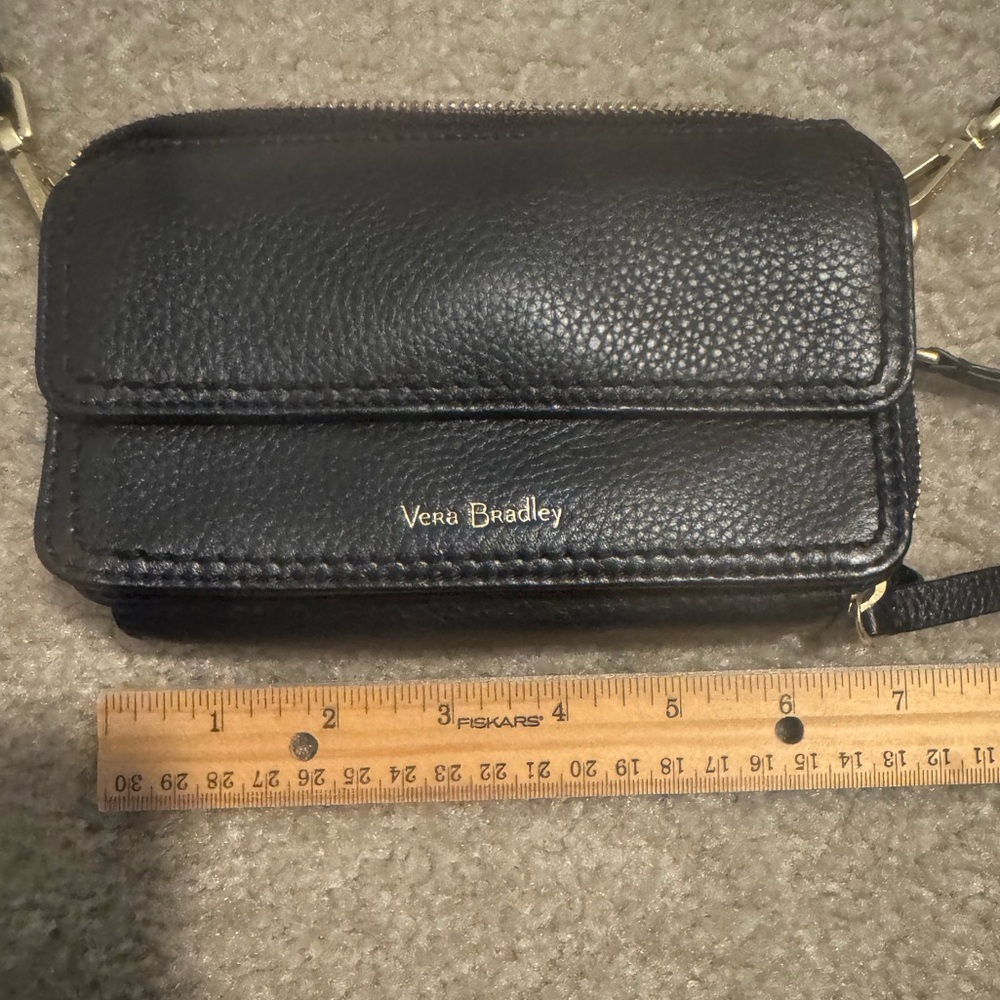 Vera Bradley Black Pebbled Leather Crossbody